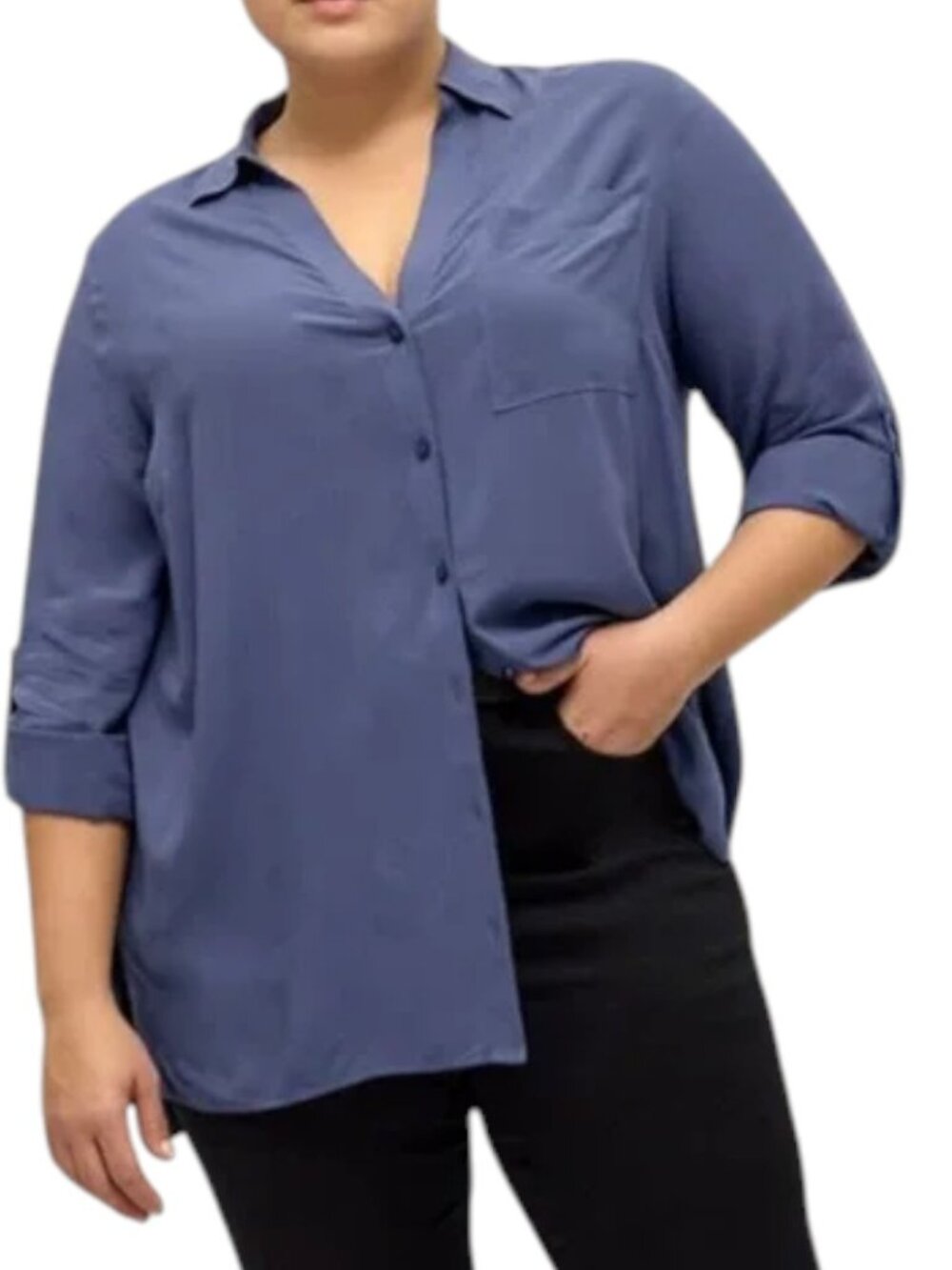 NEW Penningtons 100% Viscose Blue Button Down Top